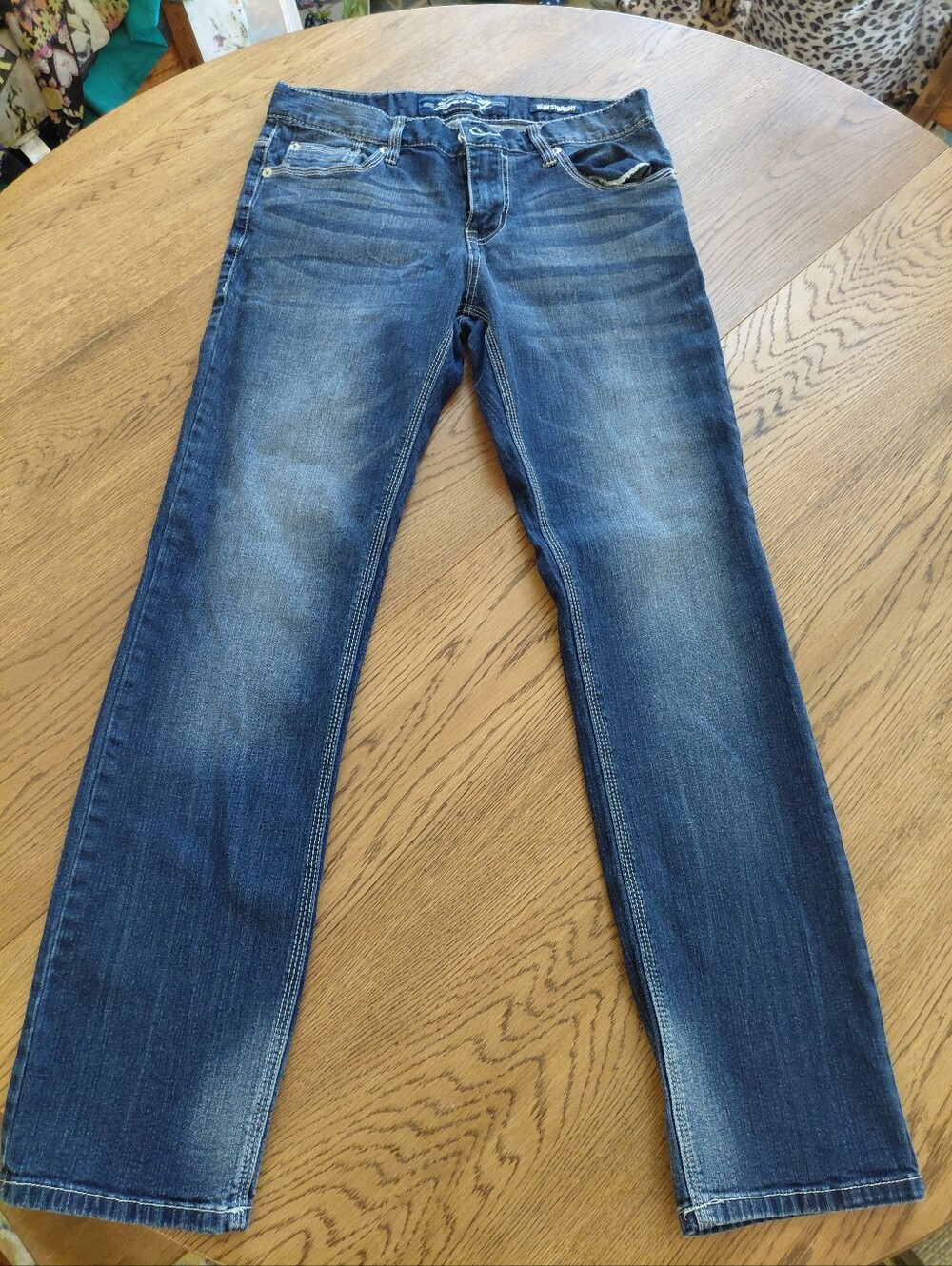 Seven7 Dark Blue Denim Jeans with Contrast Stitching